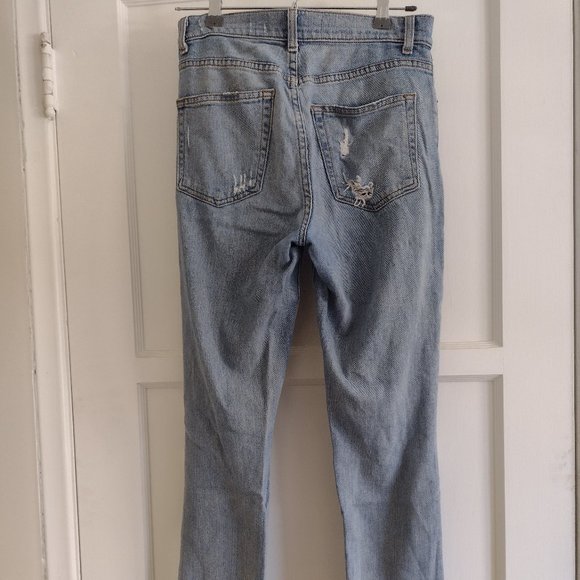 Reformation Distressed Straight Leg, High Waist Denim Jean - Size 27P - Picture 6 of 8
